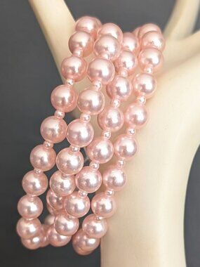 4 strand pink faux pearl bracelet